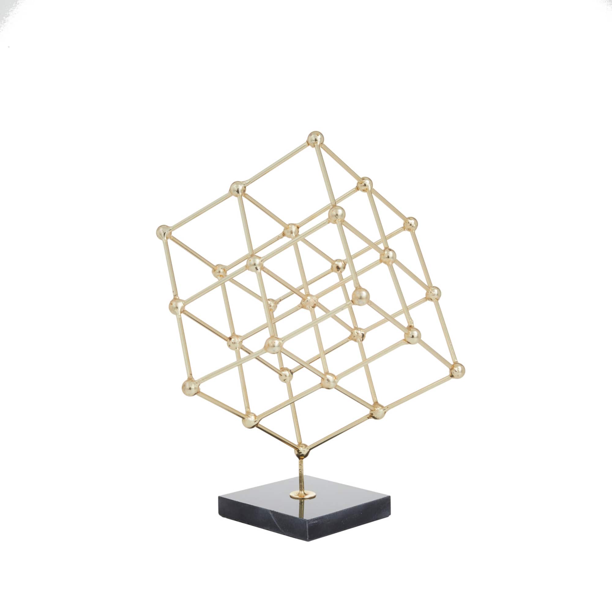 Gold Marble Modern Sculpture, 12" x 9" x 9"